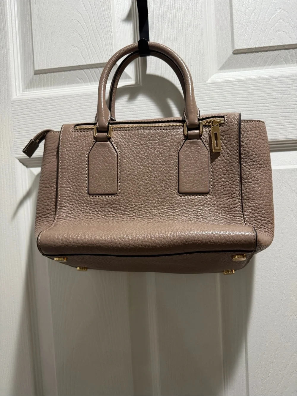 Michael Kors Pebbled Leather Satchel in Taupe Brown